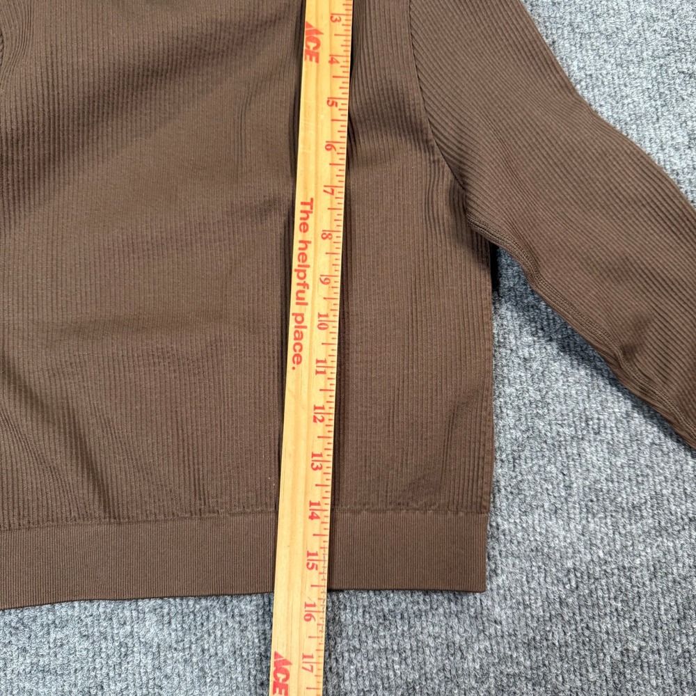 Adanola Ultimate Long Sleeve Crop Top Brown Ribbed Knit Seamless Size Small - Picture 6 of 6